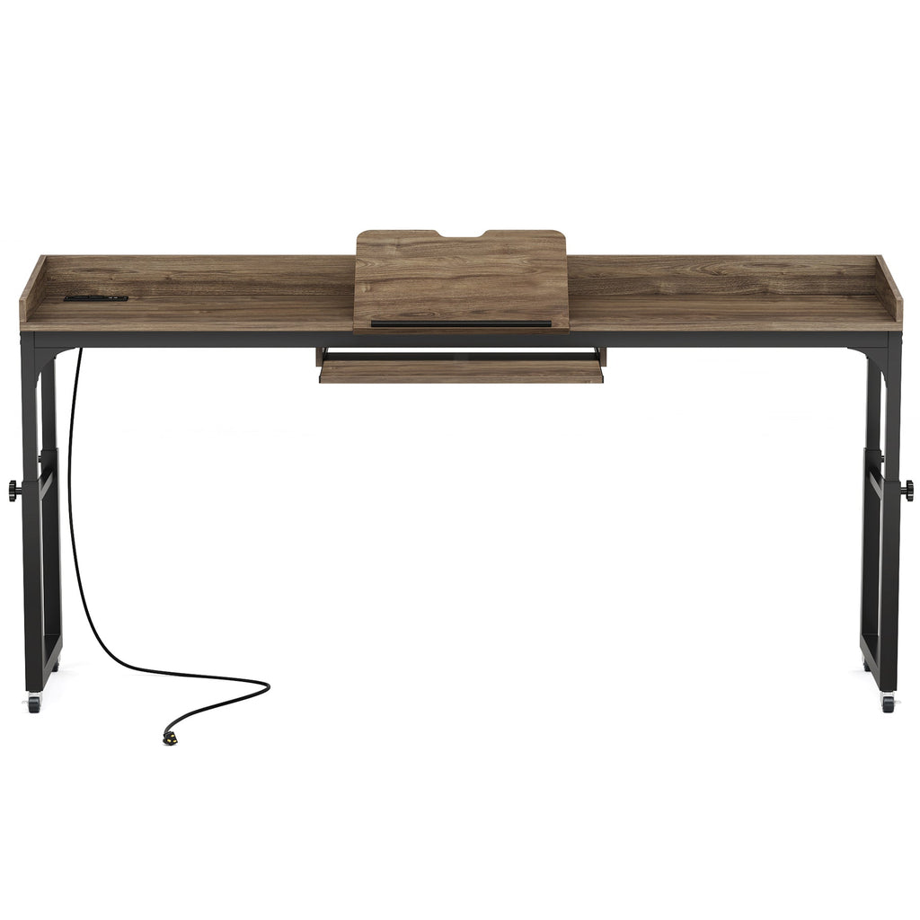 Height Adjustable Overbed Table with Wheels
