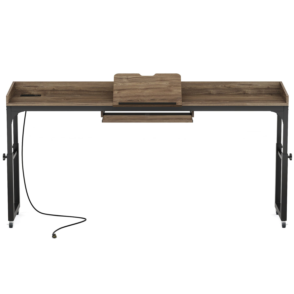 Height Adjustable Overbed Table with Wheels