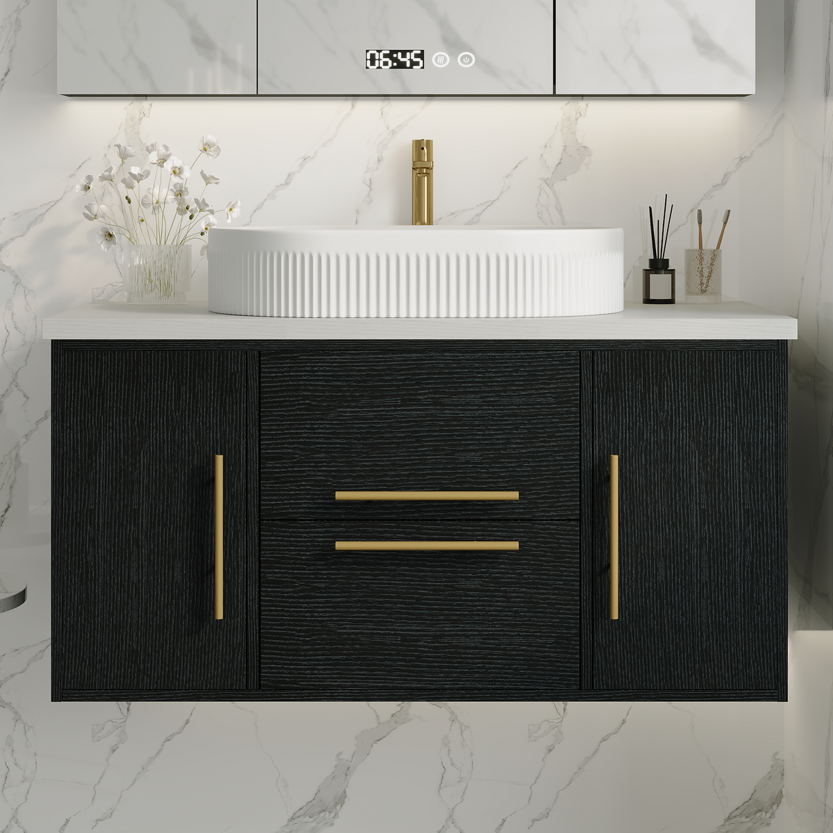 39.4 In Modern Floating Bathroom Vanity With Ceramic Sink