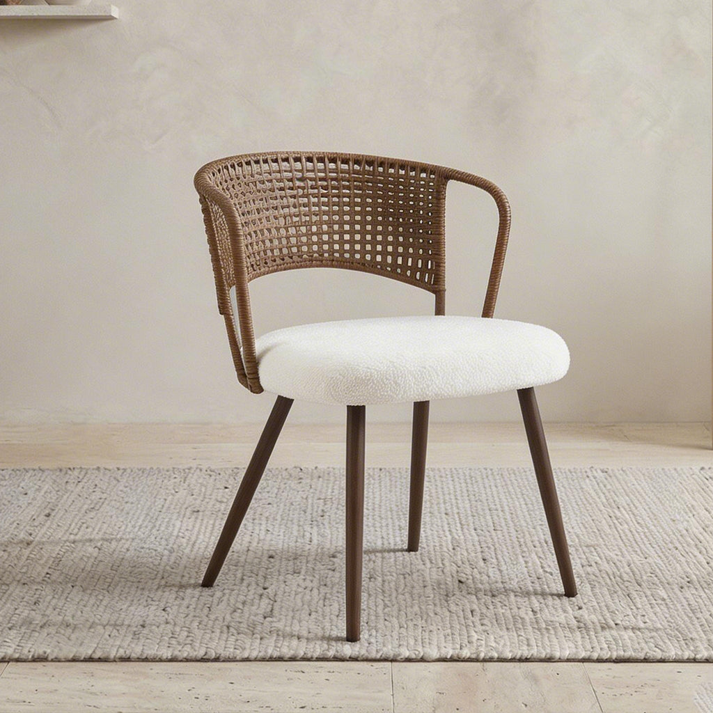 Wicker Dining Chairs - 2-Piece Set - Farmhouse Soft Cushioned