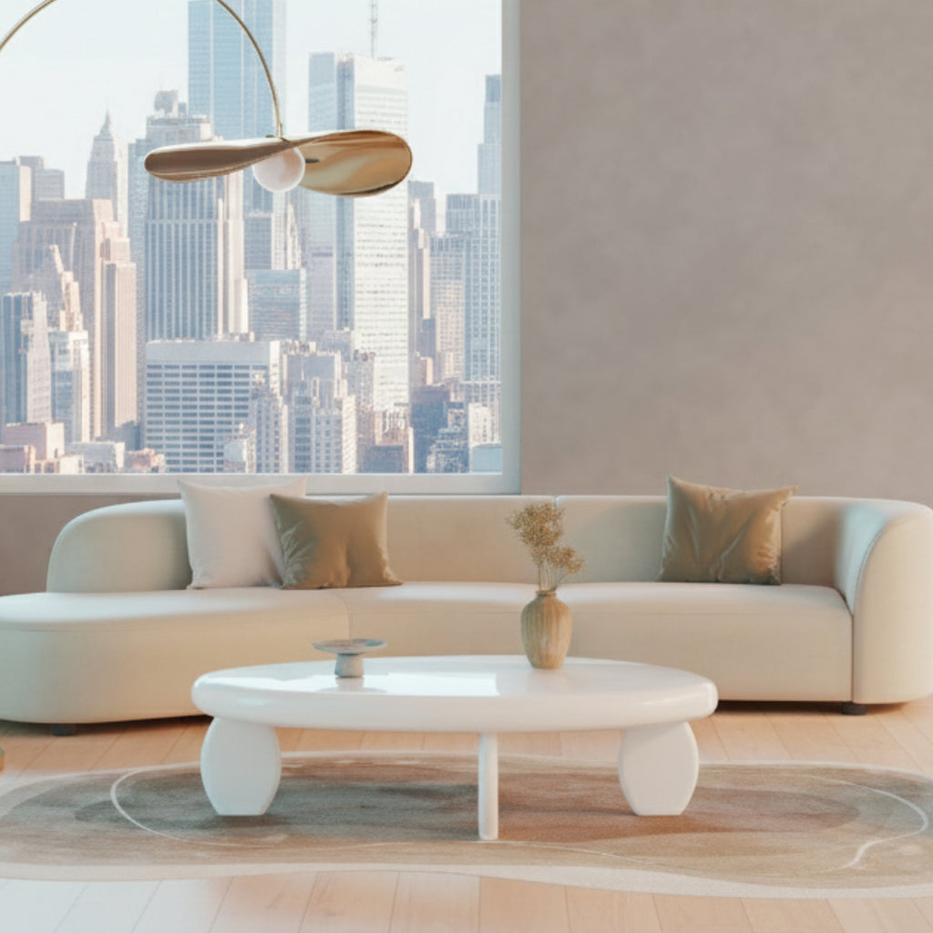 46" x 29" x 12" Modern Cobblestone Coffee Table - High Gloss