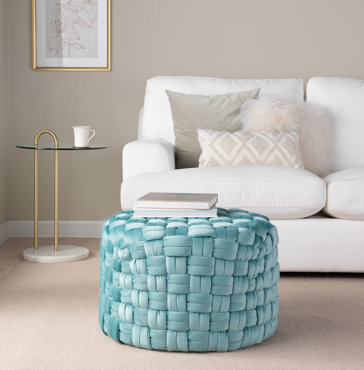 Round 24" Ottoman in Ice