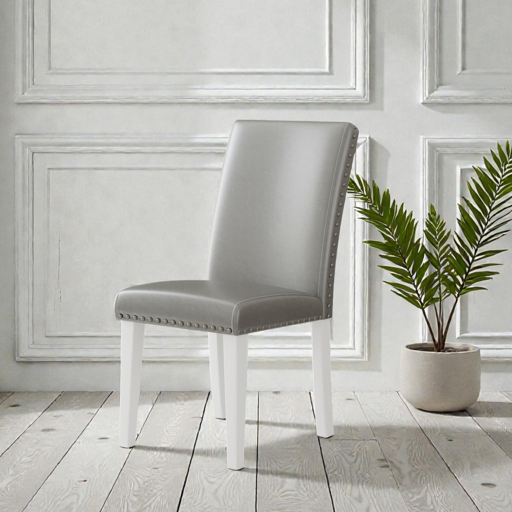 Upholstery Dining Chair Set - Silver and White
