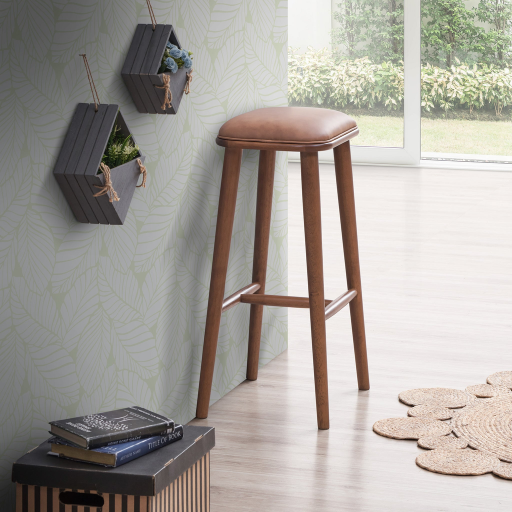 Jason Mid-Century Modern PU Leather Bar Stool