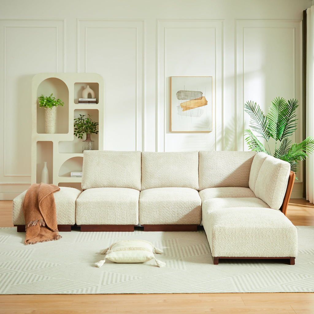 Velora 116 in. L Shaped Boucle Modular Sectional Sofa
