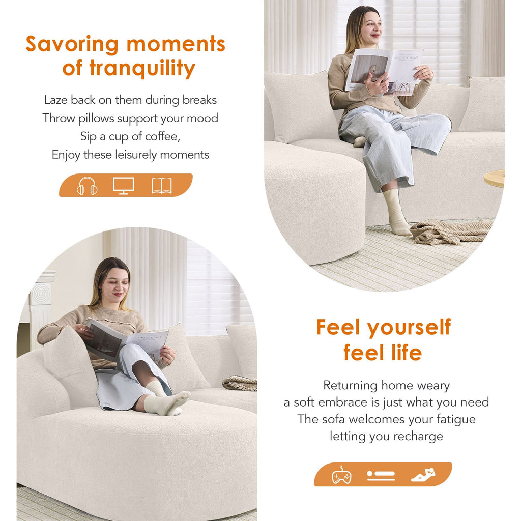 Boneless L-Shape Sectional Sofa with Curved Chaise
