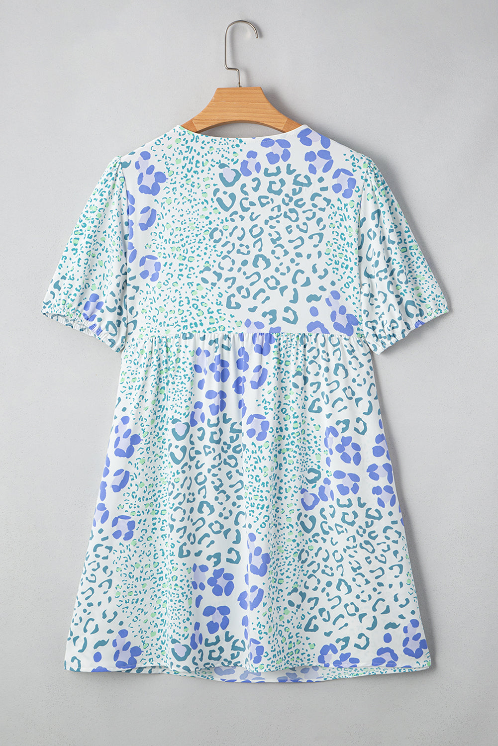 Floral Contrast Bow Puff Sleeve Mini Dress