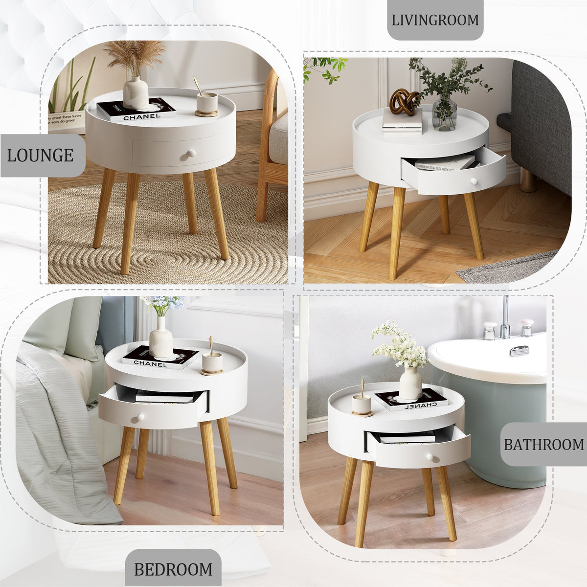 18"H Nightstand with Storage Drawer