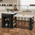 Extendable Island Console with Drawers, Double-Door Cabinet & Open Shelving