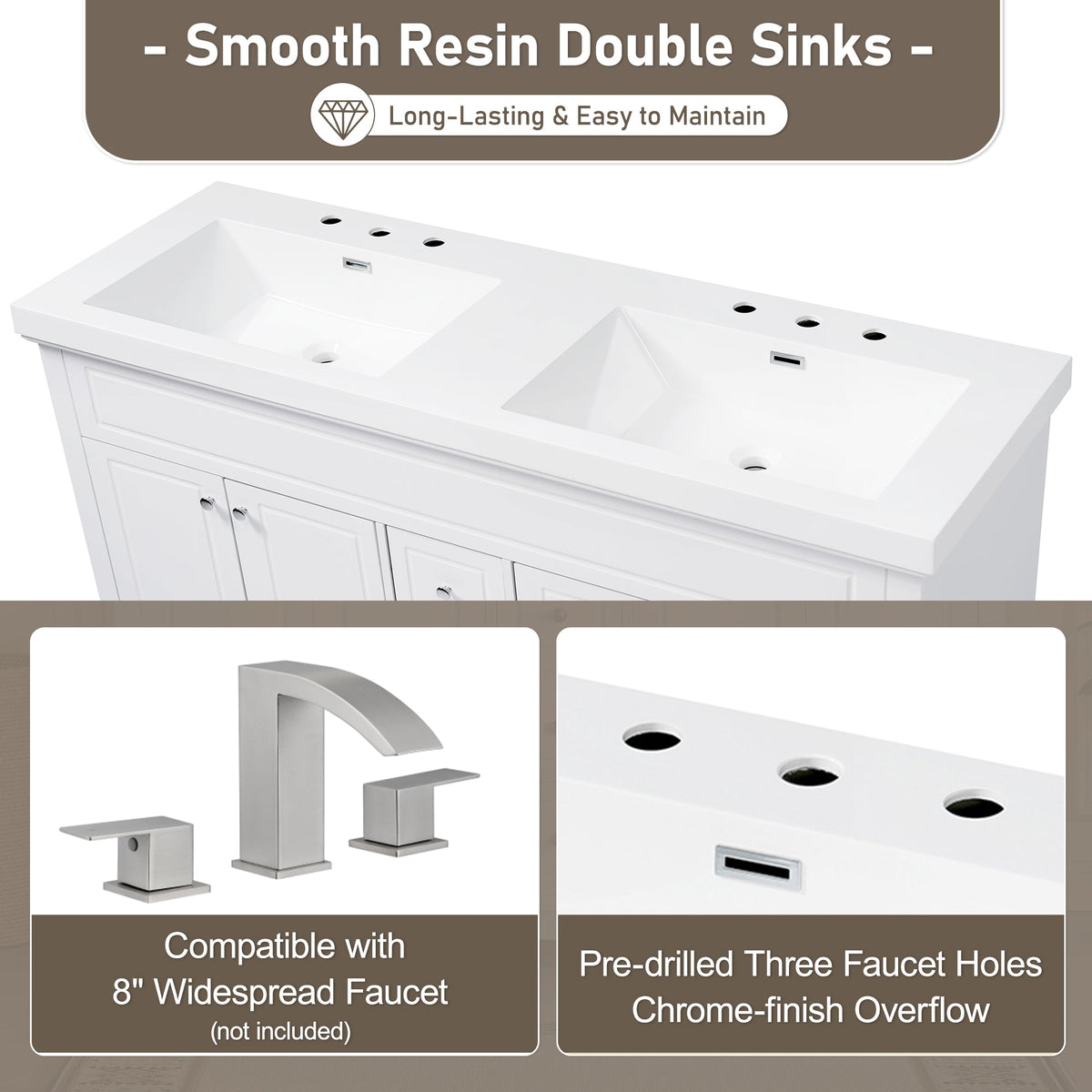 60" Resin Basin for Bathroom Vanity