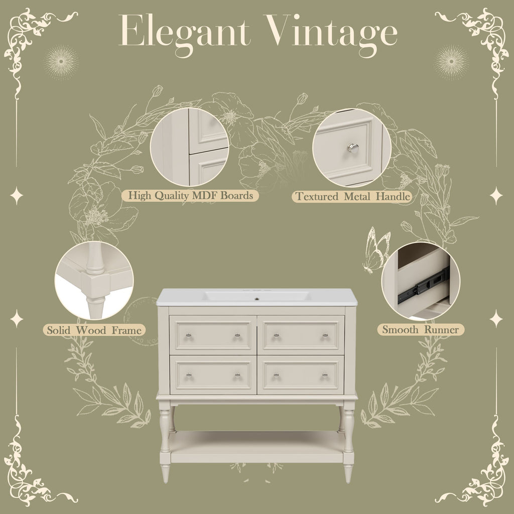 36" Bathroom Vanity Cabinet with Sink Combo Set