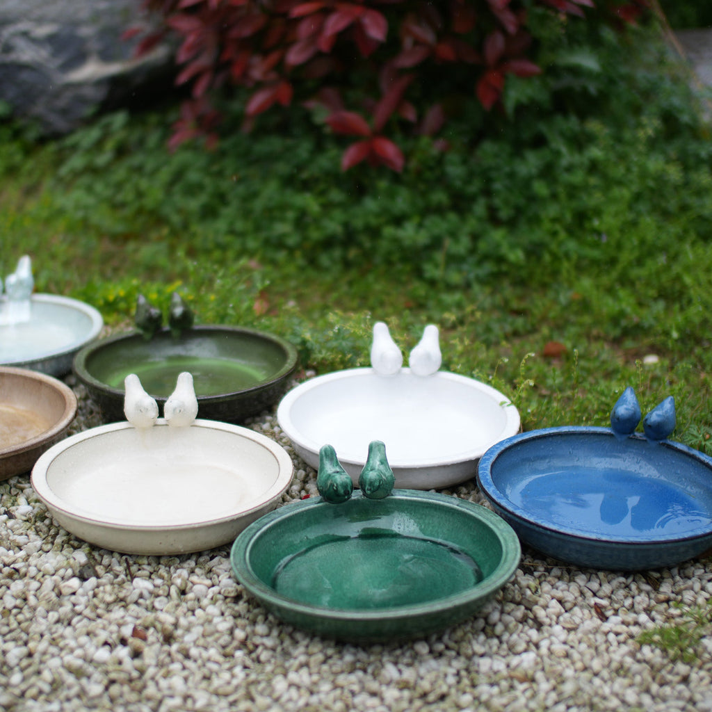 Handmade Ceramic Bird Bath, 11.8 Inch Glossy