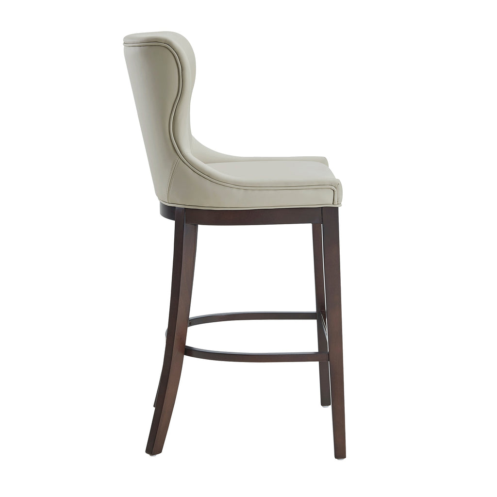 Blair Wood Upholstered Barstool in Stone