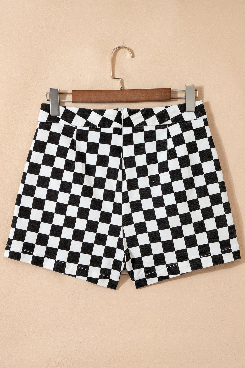 Checker Denim Pocketed Overlap Skort