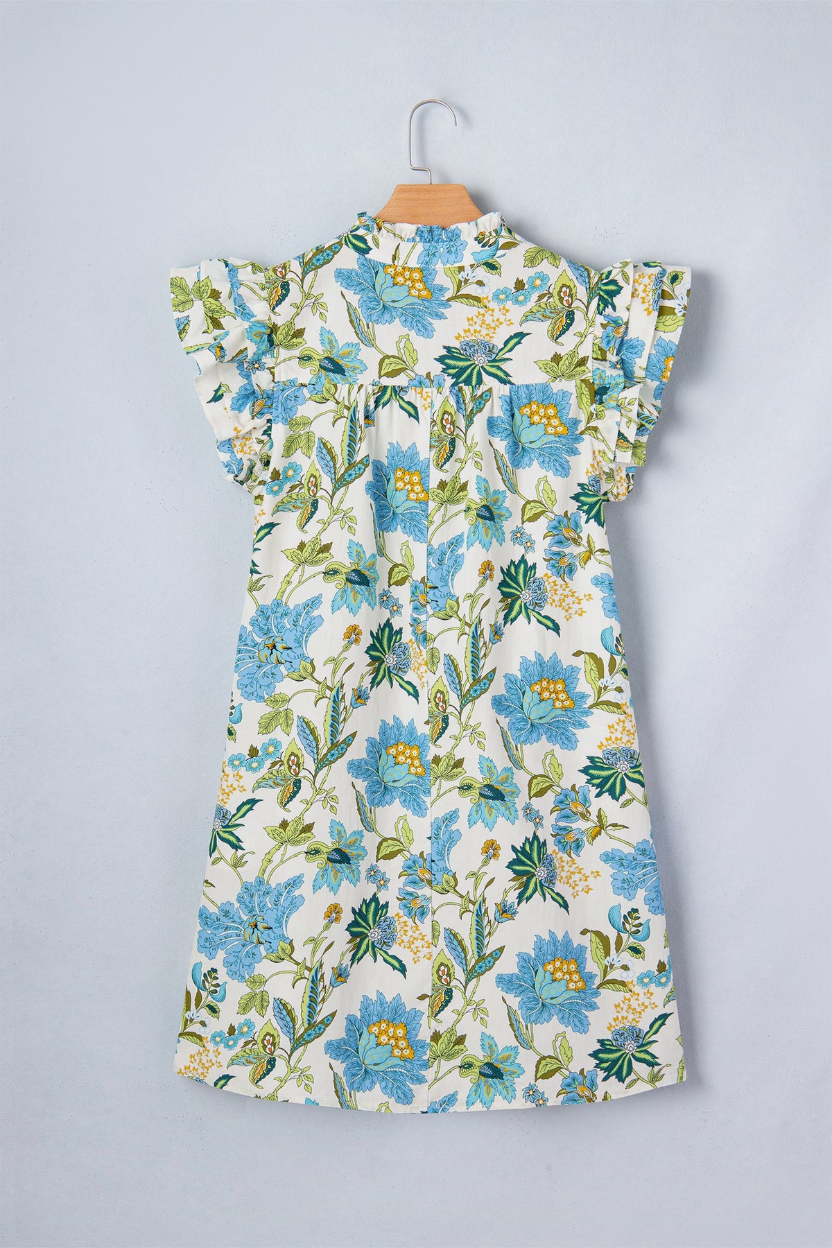 Floral Ruffle Short Sleeve V-Neck Mini Dress