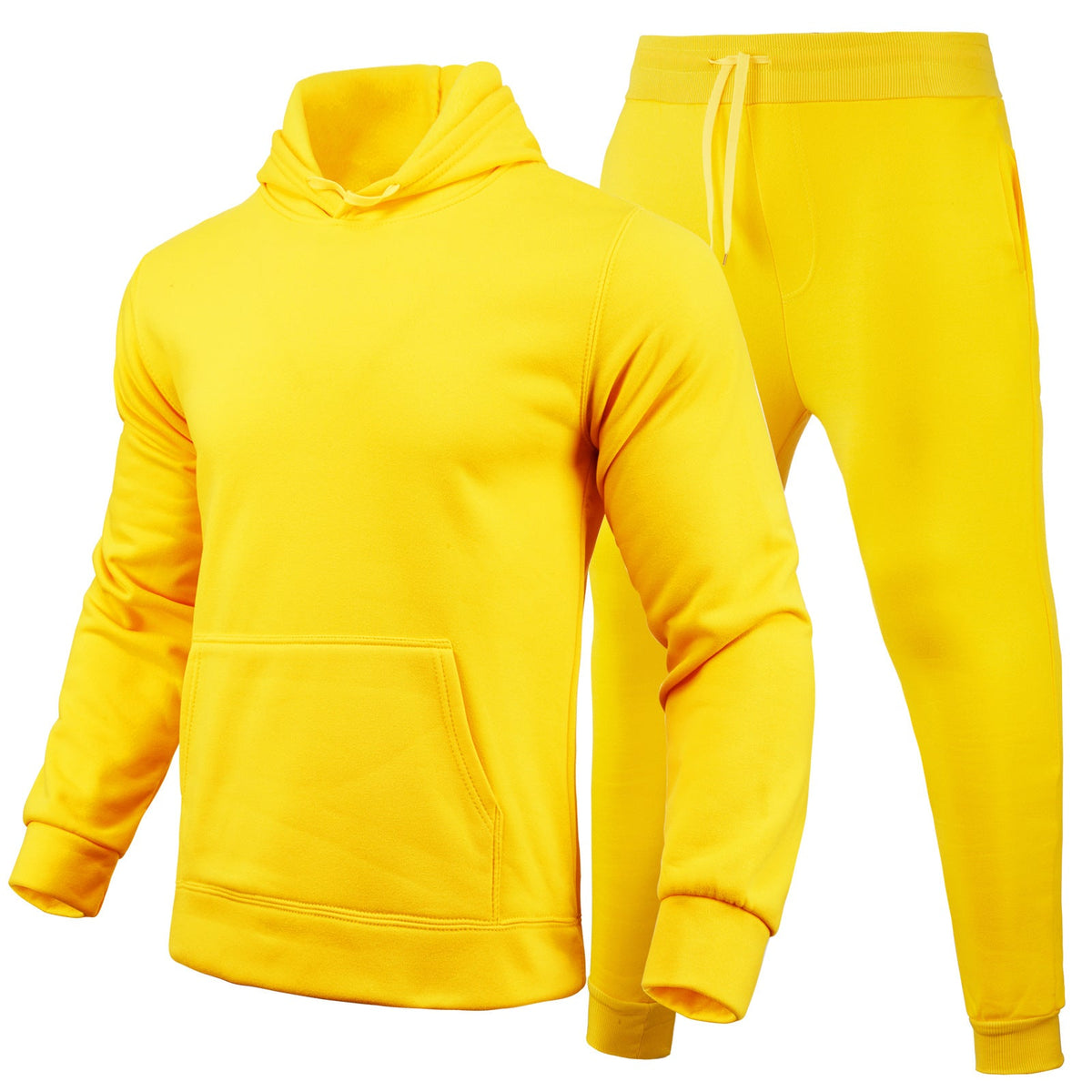 Slim-fit Solid Color Hoodie Set Urban Casual