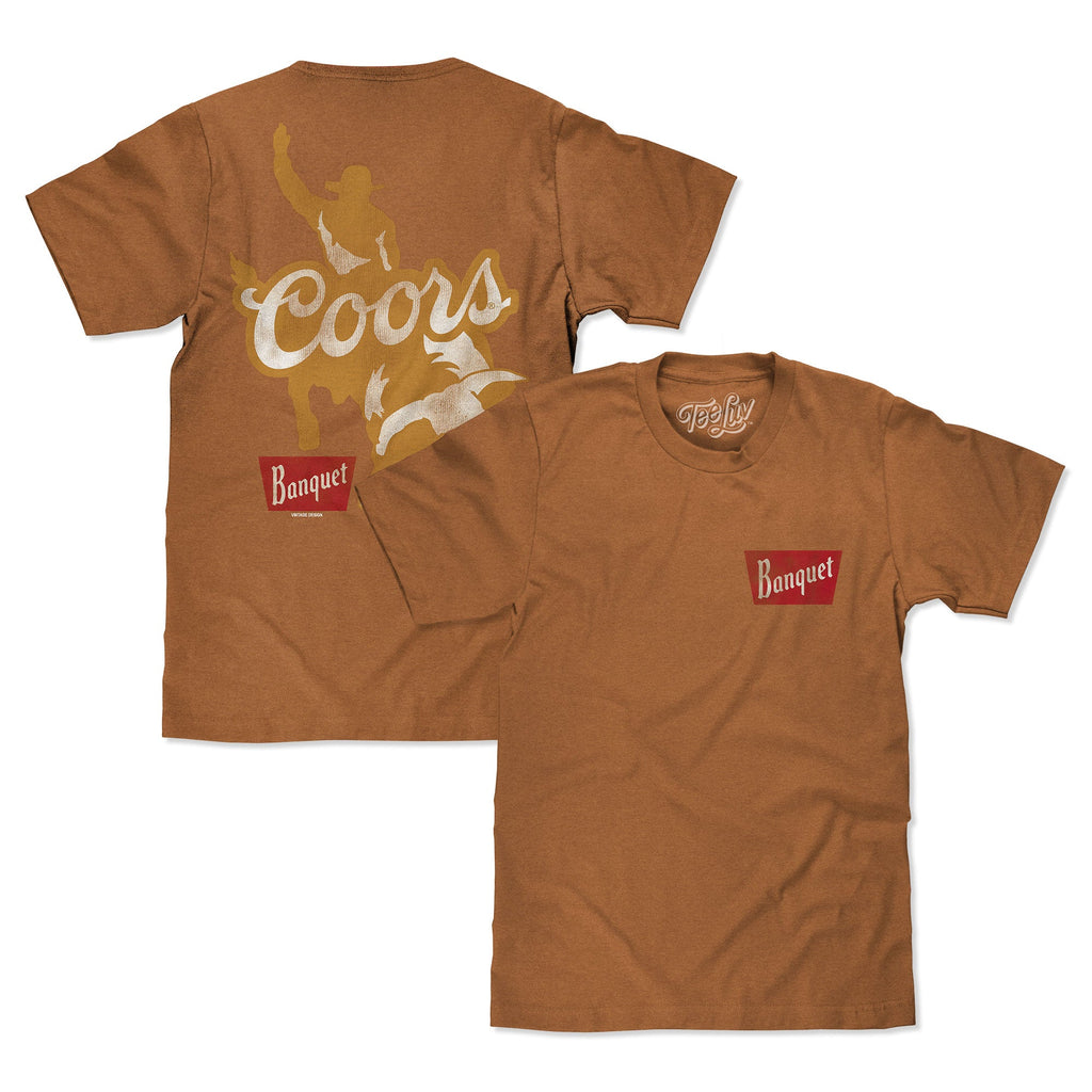Coors Banquet Rodeo Bull Rider Front/Back T-Shirt - Brown Sugar