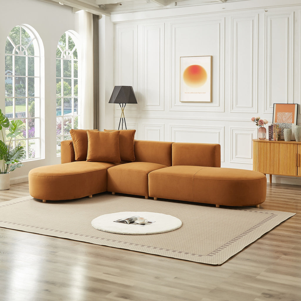 Orby Velvet Sectional Sofa - Left Facing