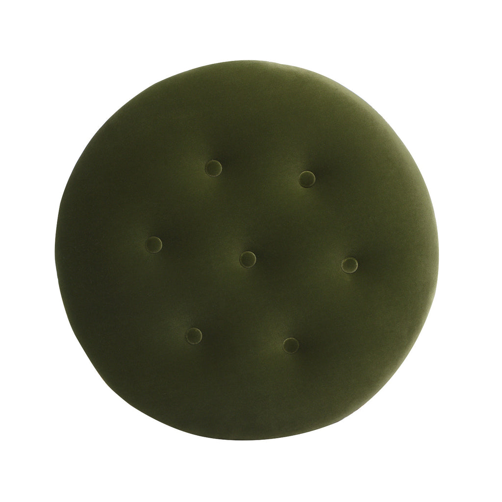 Yolanda 24" Round Upholstered Accent Ottoman, Olive