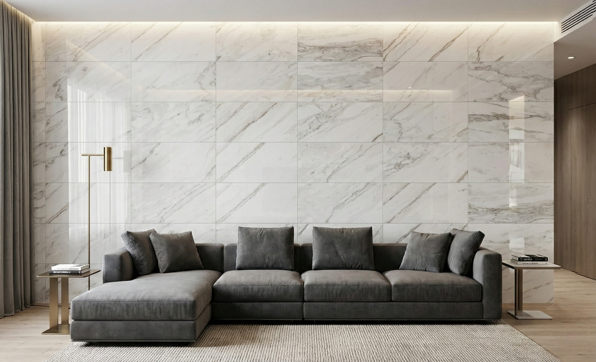 12x24 White Polished Marble Tile