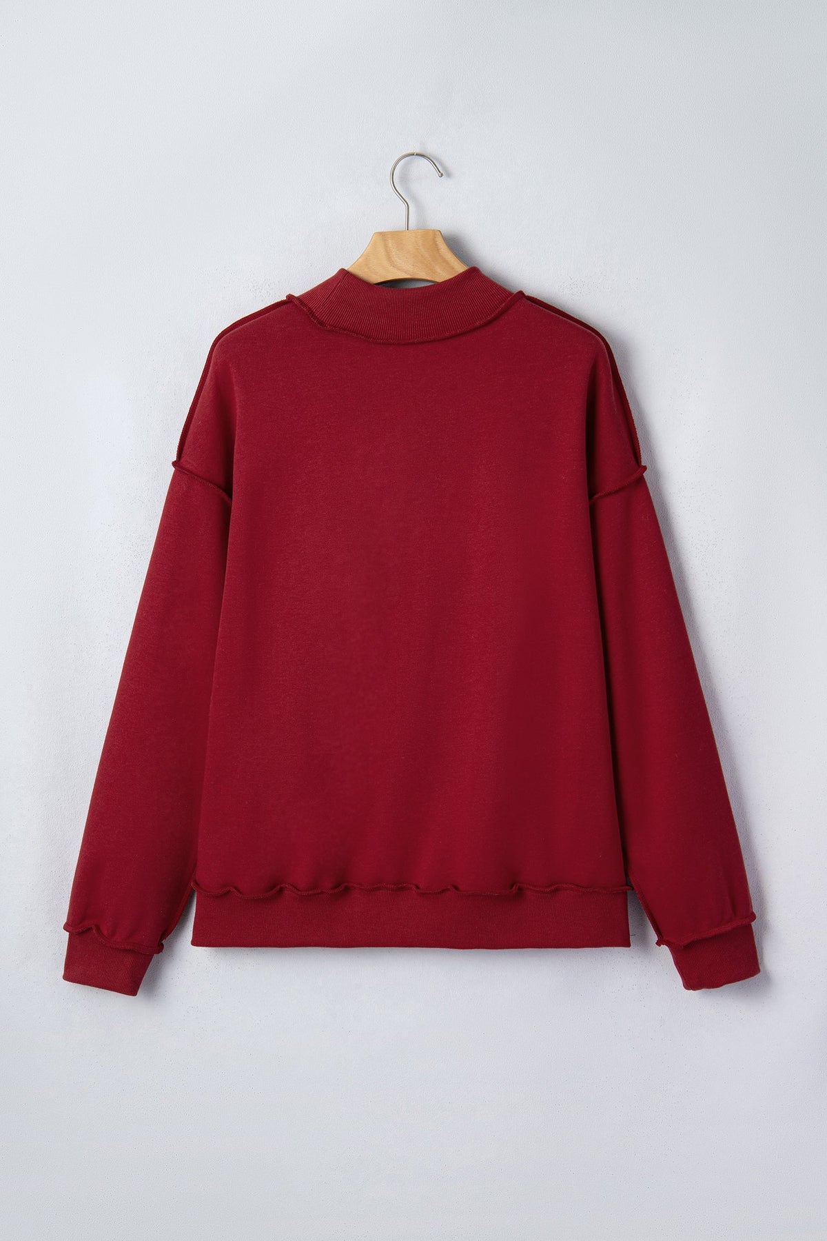 Light Pink Oversize Drop Shoulder Reversible Mock Neck Sweatshirt
