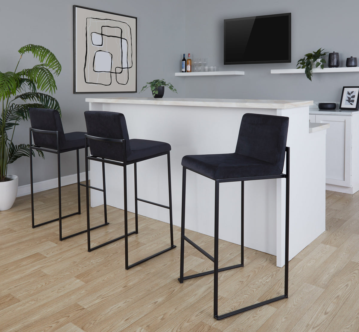 30" Contemporary High Back Barstool