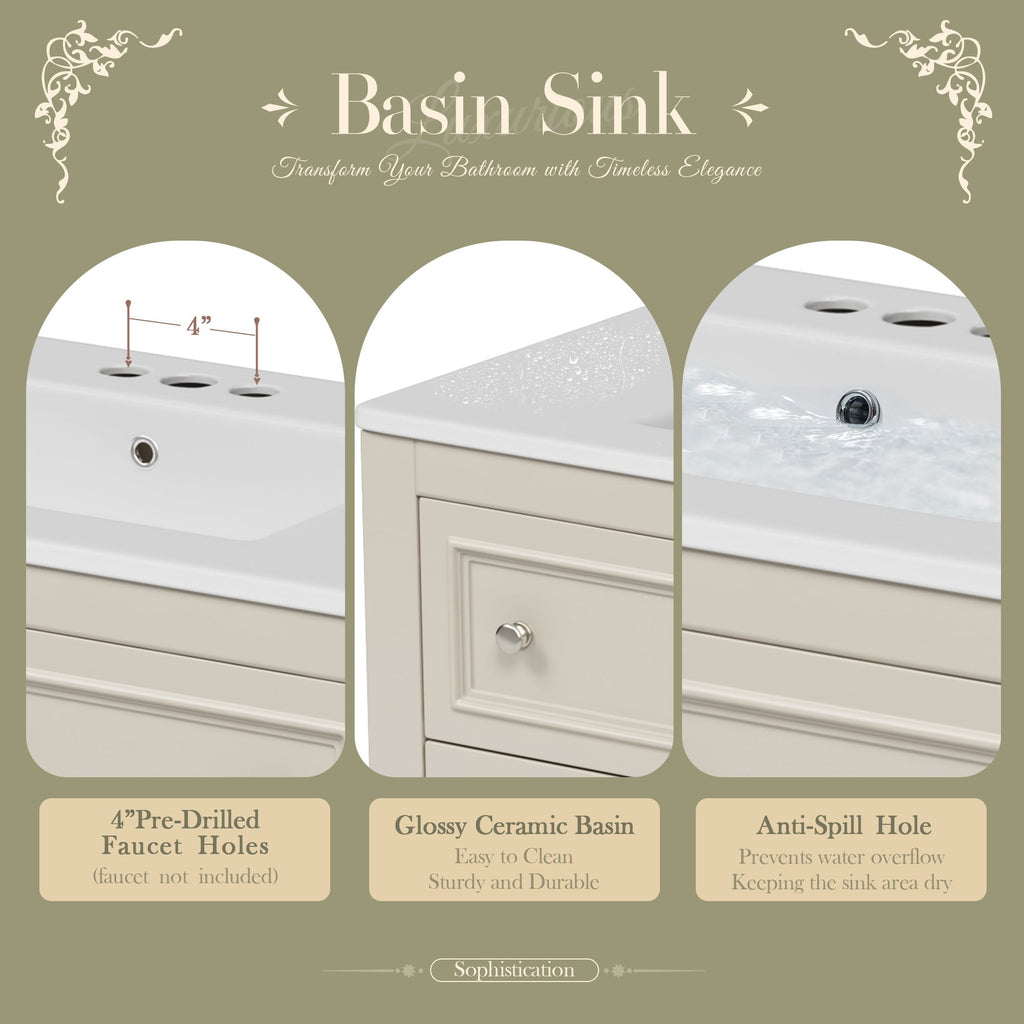 36" Bathroom Vanity Cabinet with Sink Combo Set