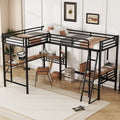 Twin Size Metal Loft Bed with Two Built-in Desks