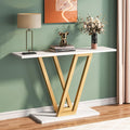 43” Gold Faux Marble Console Table