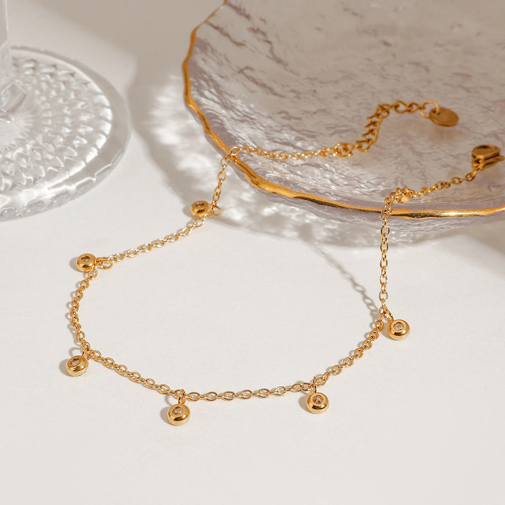 Stainless Steel All-match Zircon Anklet