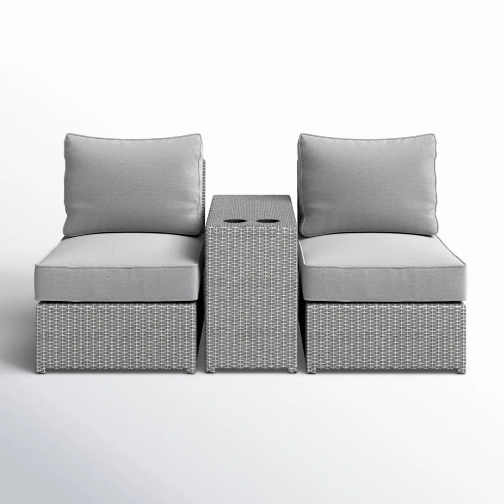 LSI All-Weather 2-Person Wicker Conversation Set with Cushions