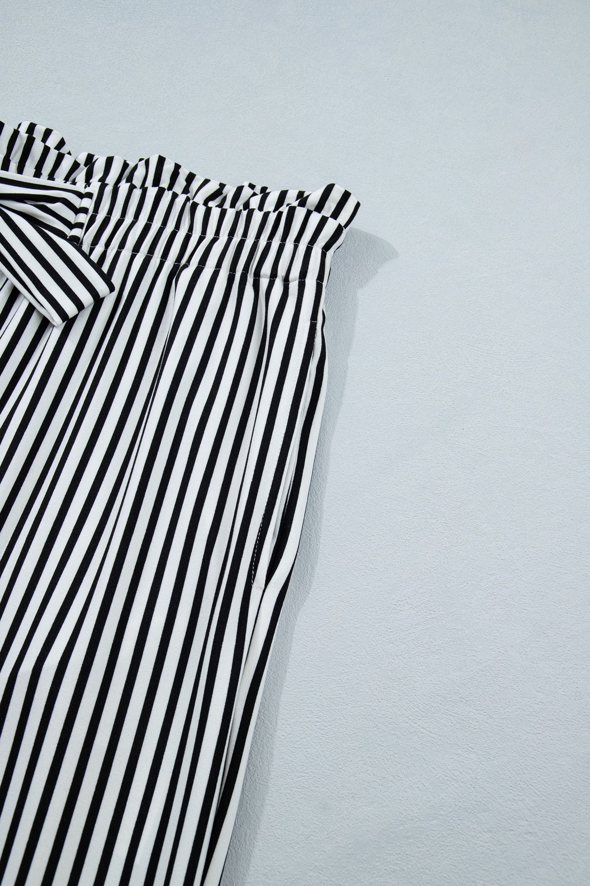 Black Stripe Plus Size Loose Straight Casual Pants