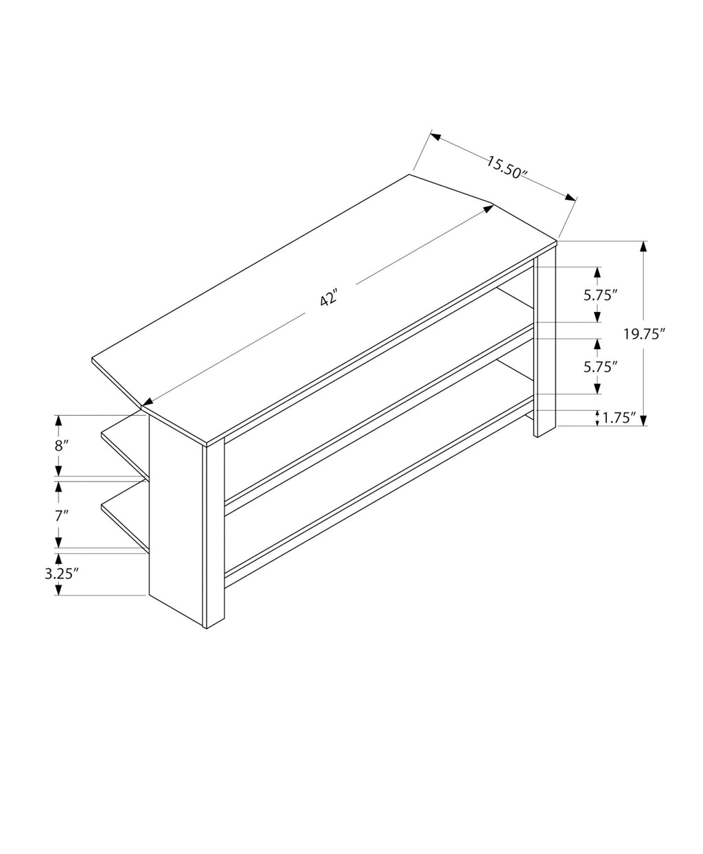 42 Inch TV Stand with Storage Shelves