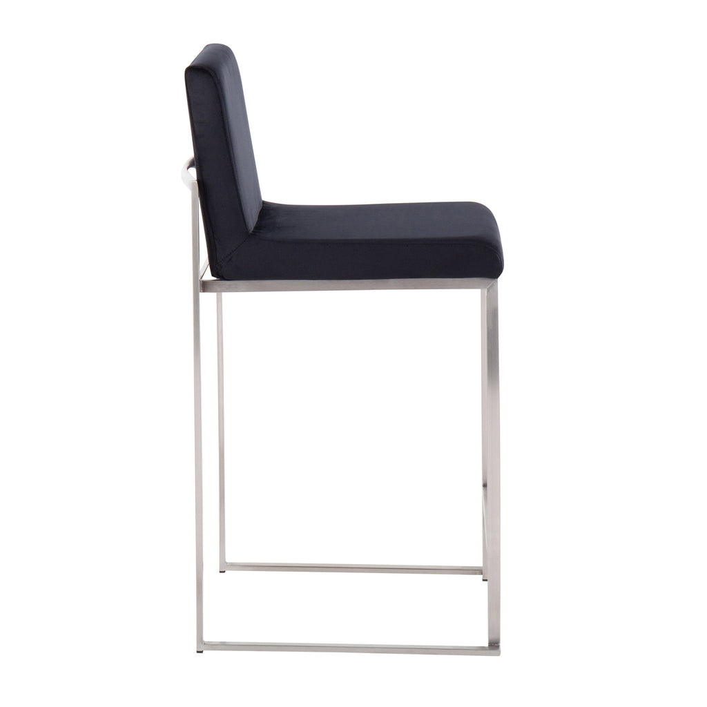 26" Contemporary High Back Counter Stool Set in Stainless Steel