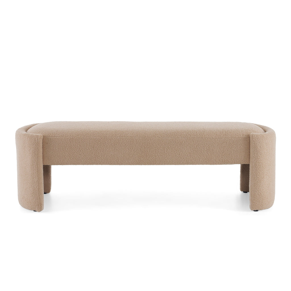 Elegant and Simple Long-Shaped Ottoman Bench, Light Camel