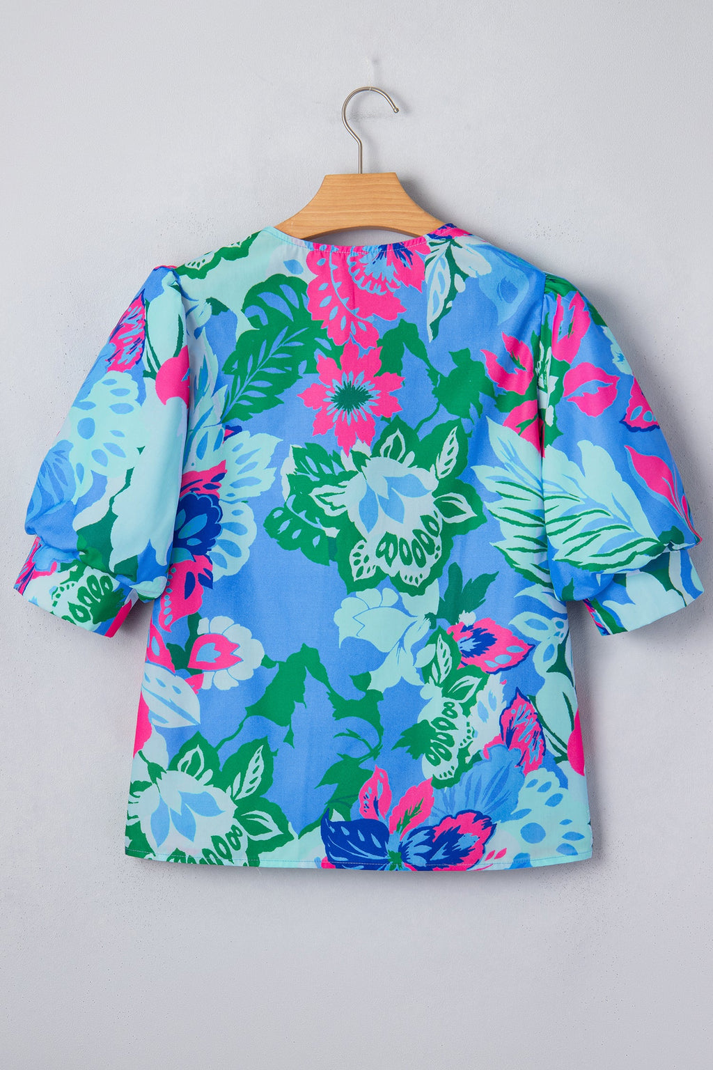 Floral V-Neck Puff Sleeve Blouse
