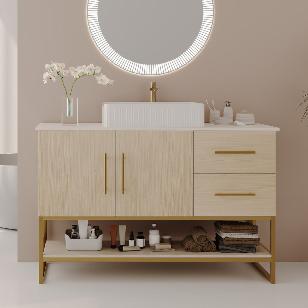 47.2" Modern Bathroom Vanity with Ceramic Vessel Sink