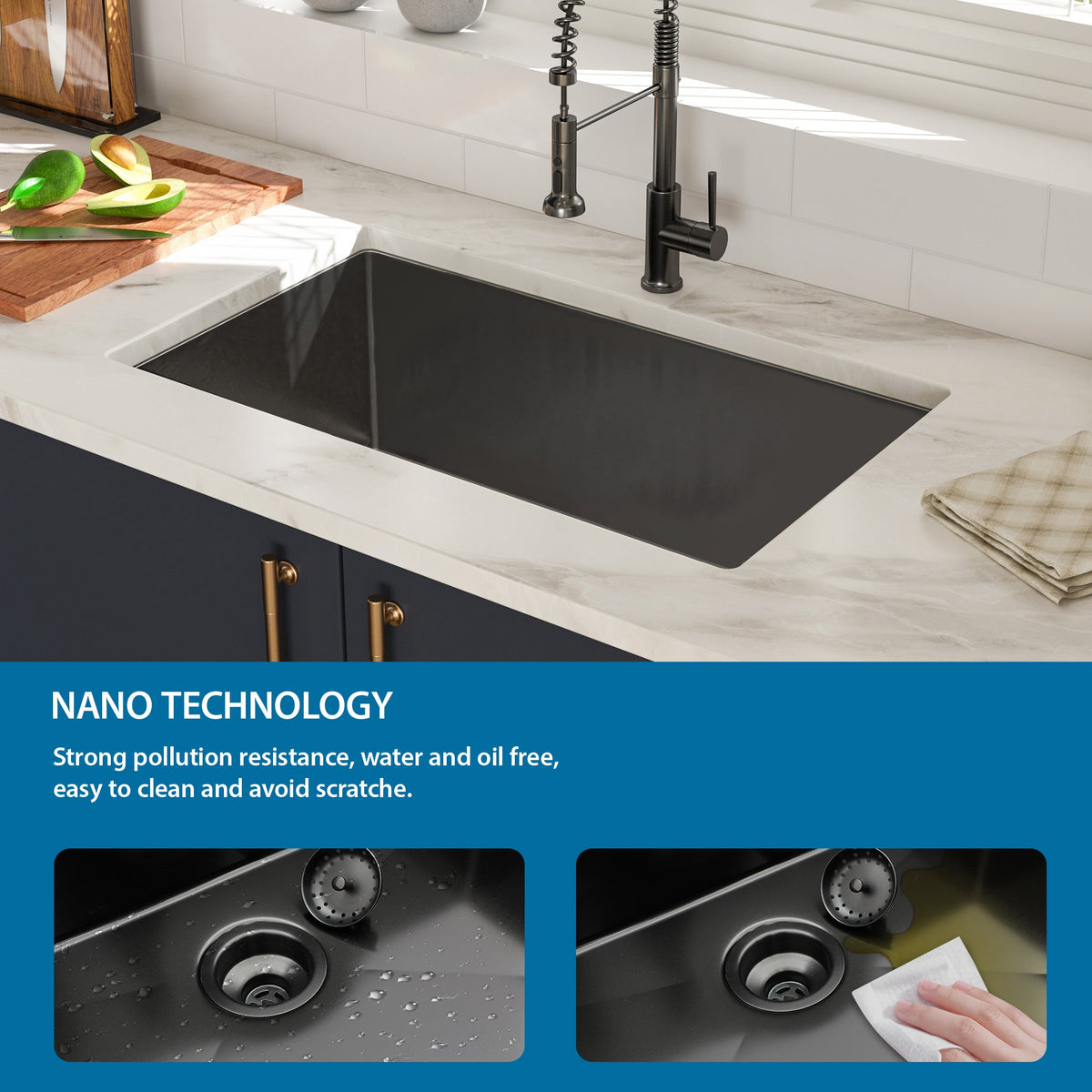 30"x18"x10" Gunmetal Kitchen Sink