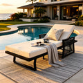 Black Iron Outdoor Chaise Lounge Set