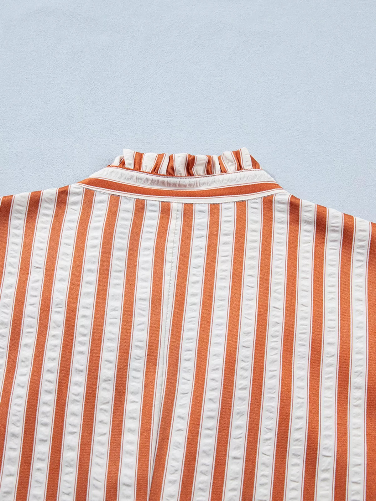 Stripe Pinched V Neck Turn-up Cuffs Shift Mini Dress
