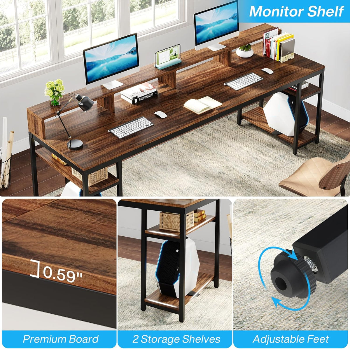 78" Two-Person Desk with X-Legs