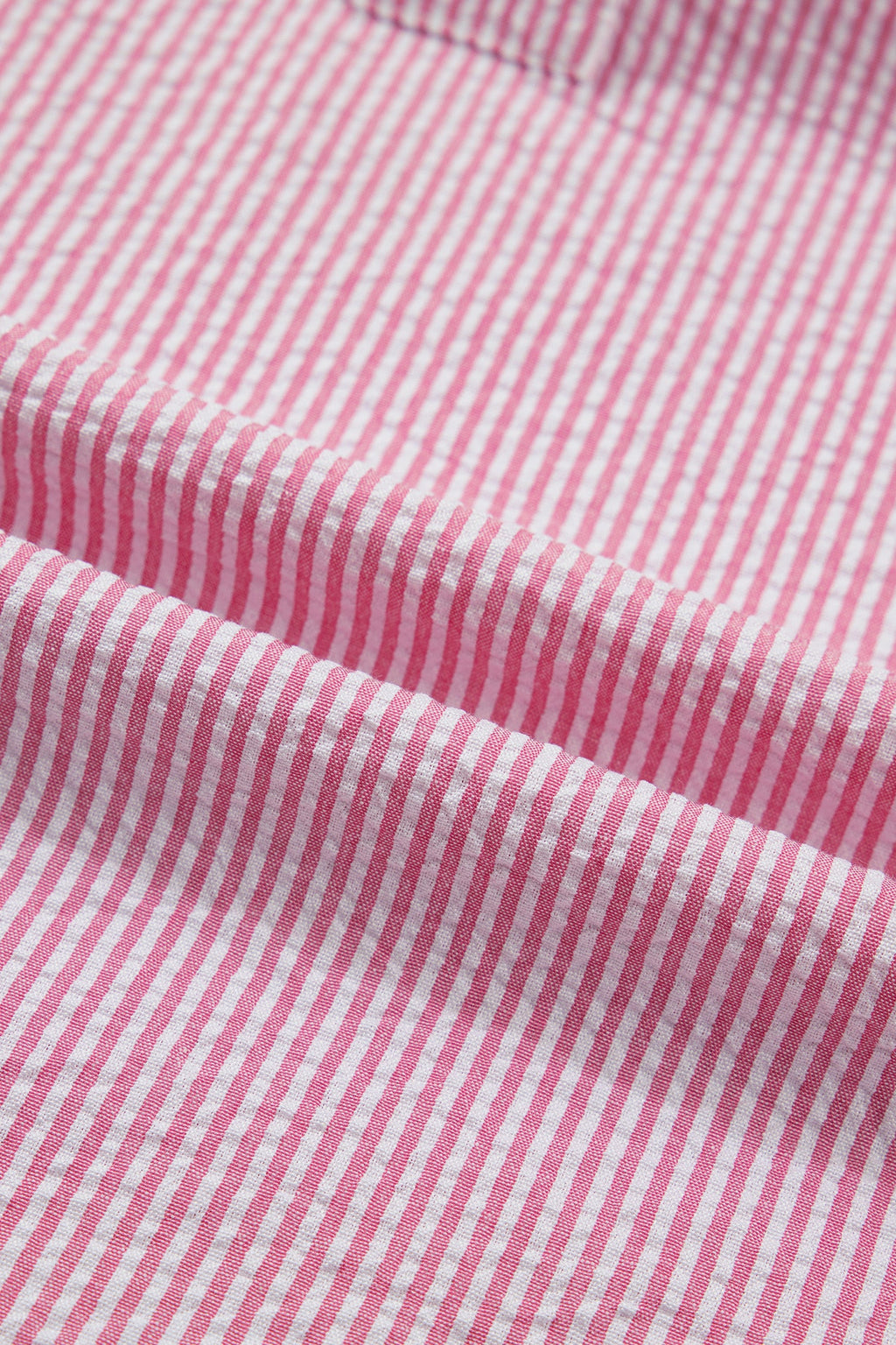 Stripe Short Bubble Sleeve Split V-Neck Blouse
