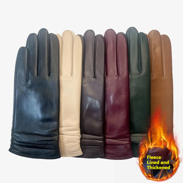 Women's Color Sheepskin Gloves Touch Screen