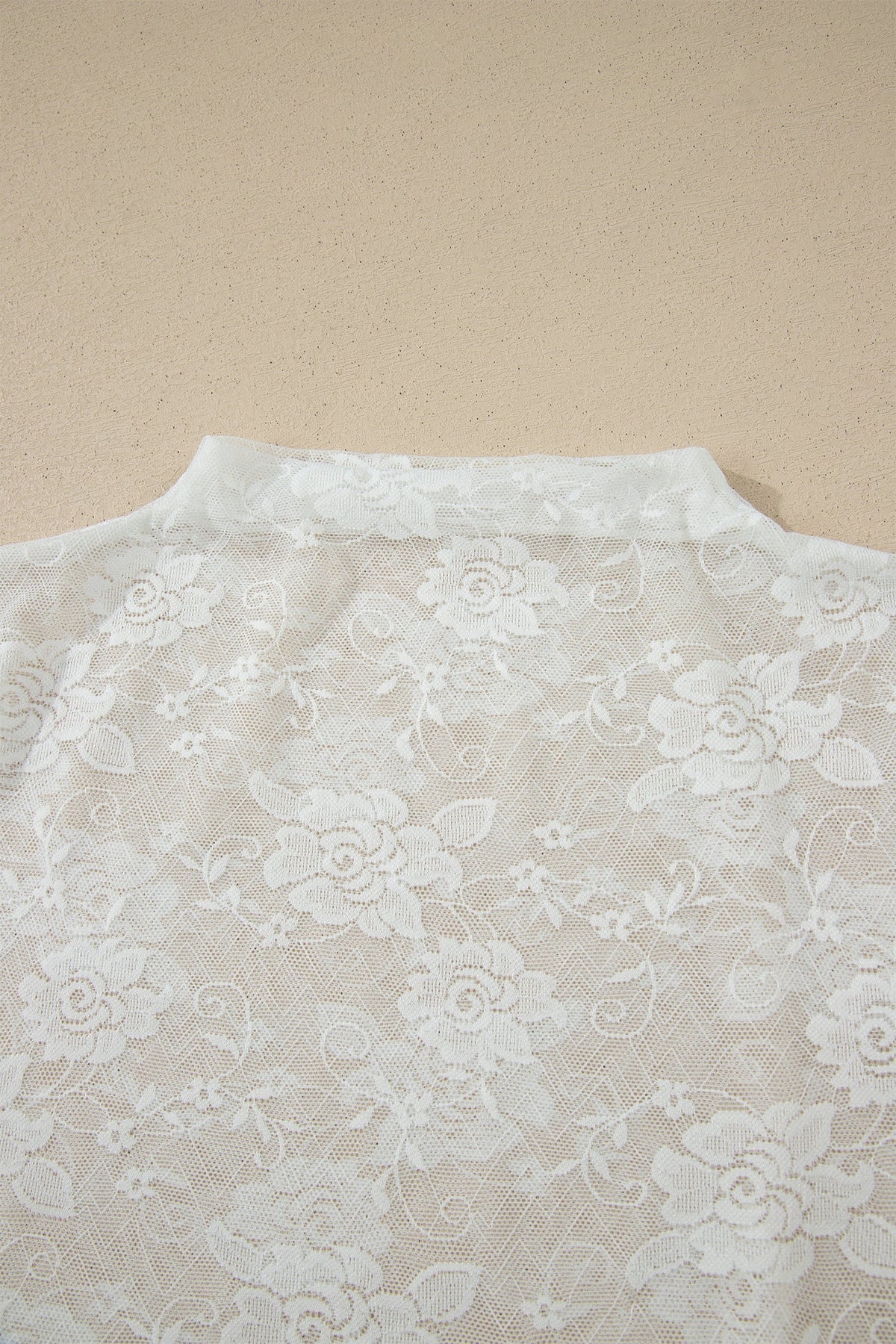 Sheer Lace Mesh Round Neck T-Shirt