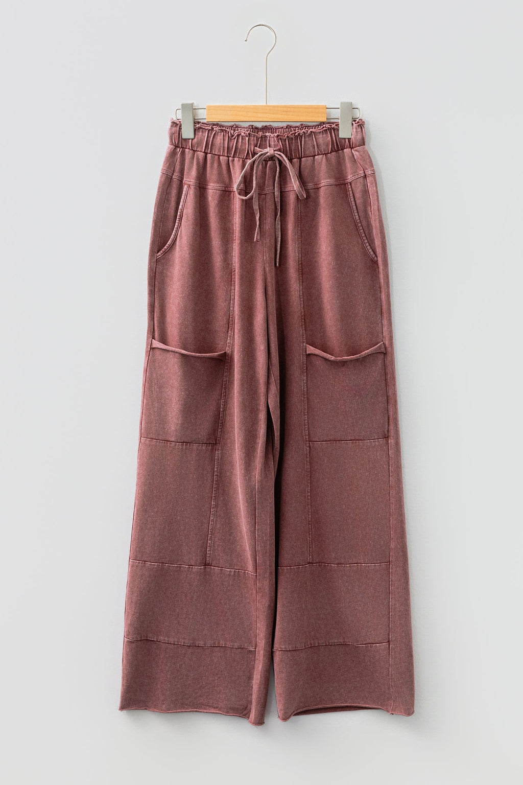 Mineral Wash High Waist Raw Hem Pants