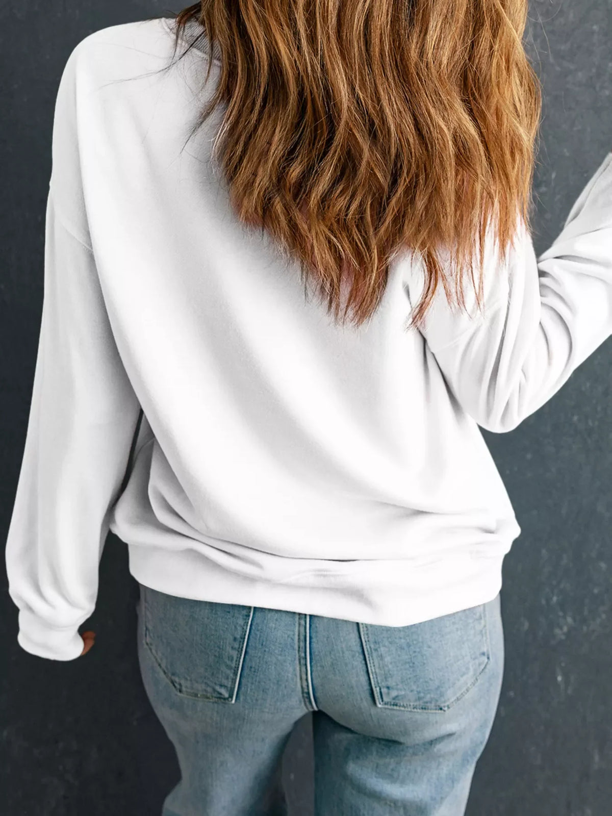 Christmas Santa Rhinestone Drop Shoulder Sweatshirt
