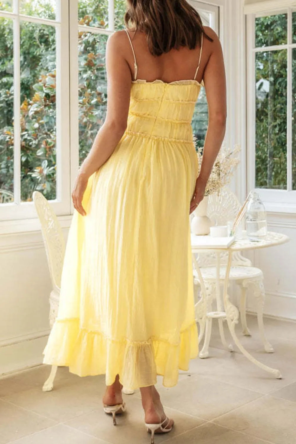 Frill Tied Front Midi Cami Dress