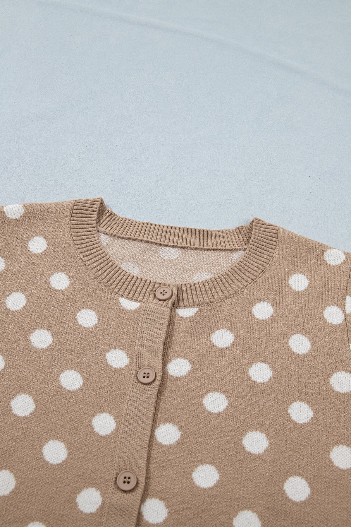 Polka Dot Short Sleeve Buttoned Sweater Cardigan