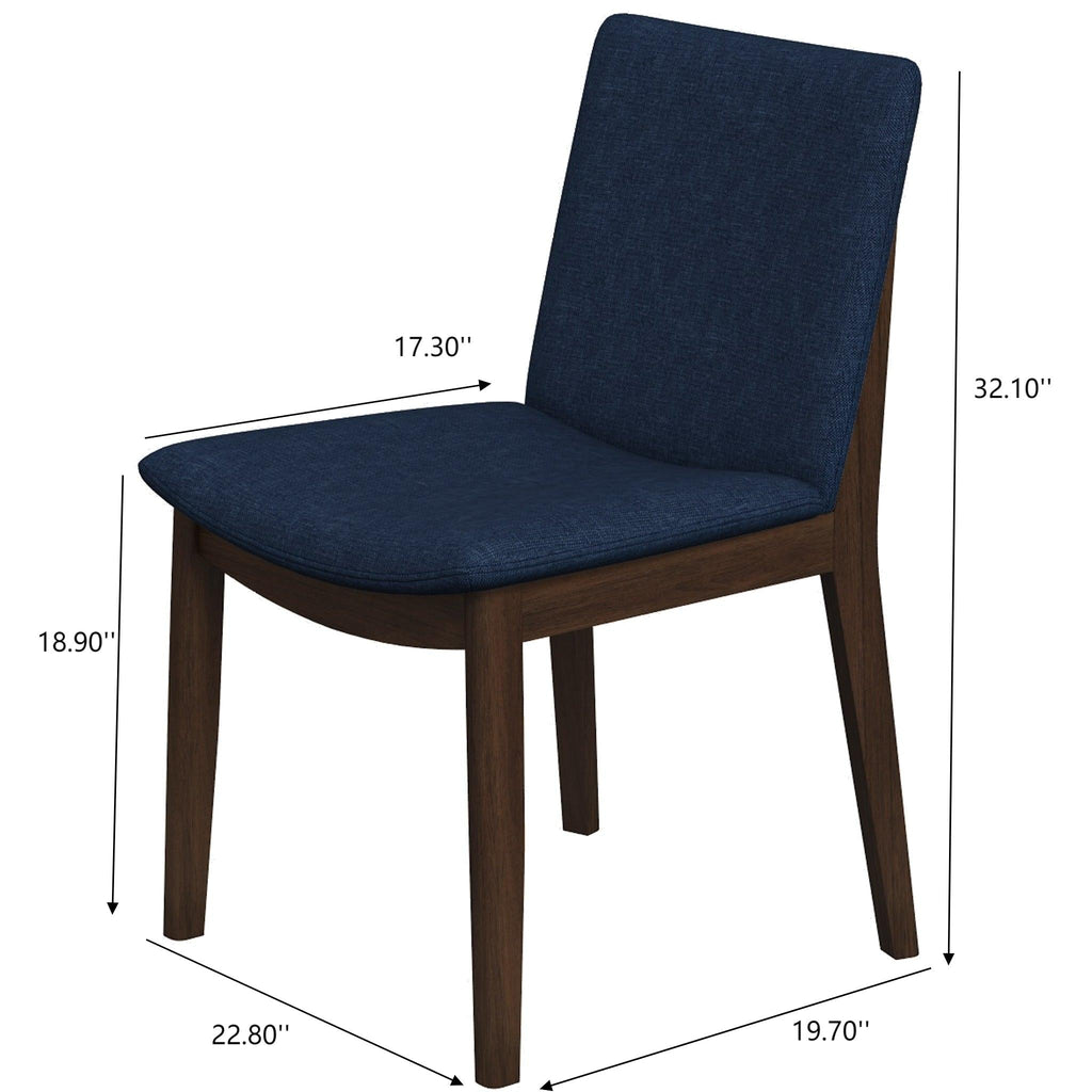 Laura Blue Linen Solid Wood Dining Chair Set of 2