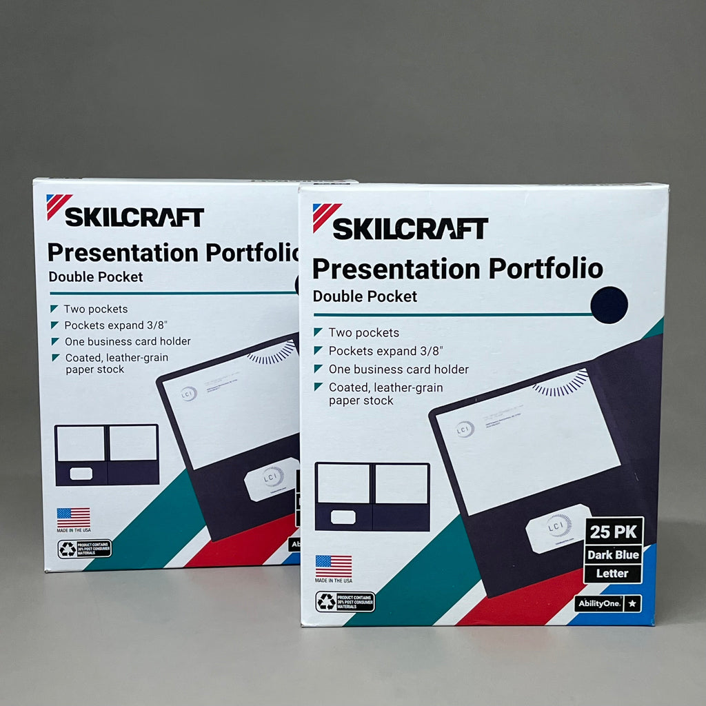 ZA@ SKILCRAFT (2 PACK, 50 TOTAL) Double Pocket Presentation Portfolio Dark Blue